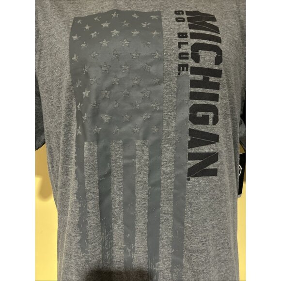 Michigan Wolverines USA Patch Military Tee Shirt Colosseum Men’s Large Gray - Picture 2 of 9
